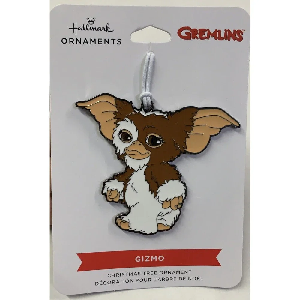 Hallmark Gremlins GIZMO flat metal Christmas ornament on card 2022